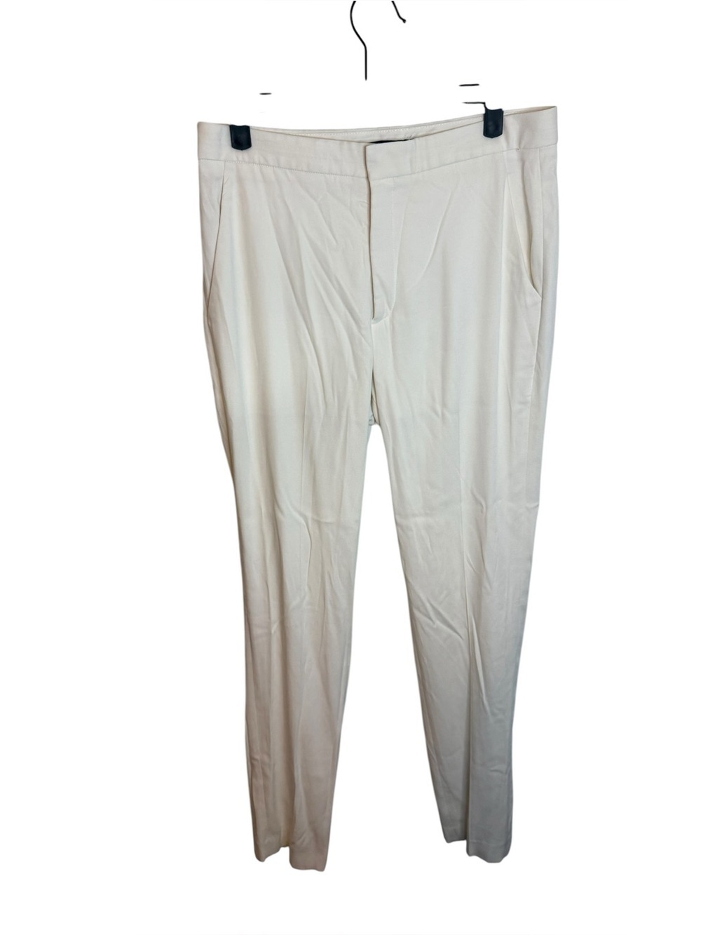 Theyskens’ Theory Cream Satin Finish Straight Leg Pants